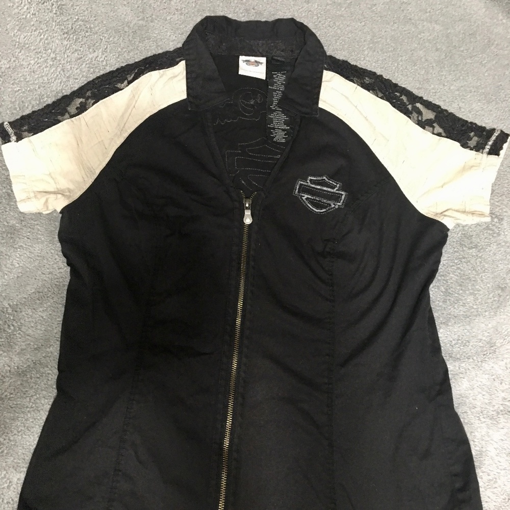 Harley Davidson Women's Zip Front Shirt Large EUC
